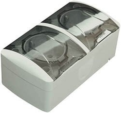 Priza dubla cu C.P. P.T. capac transparent Eva